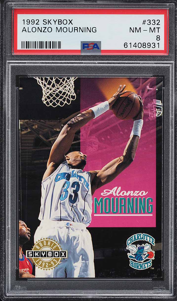 1992 Skybox Basketball Alonzo Mourning ROOKIE #332 PSA 8 NM-MT