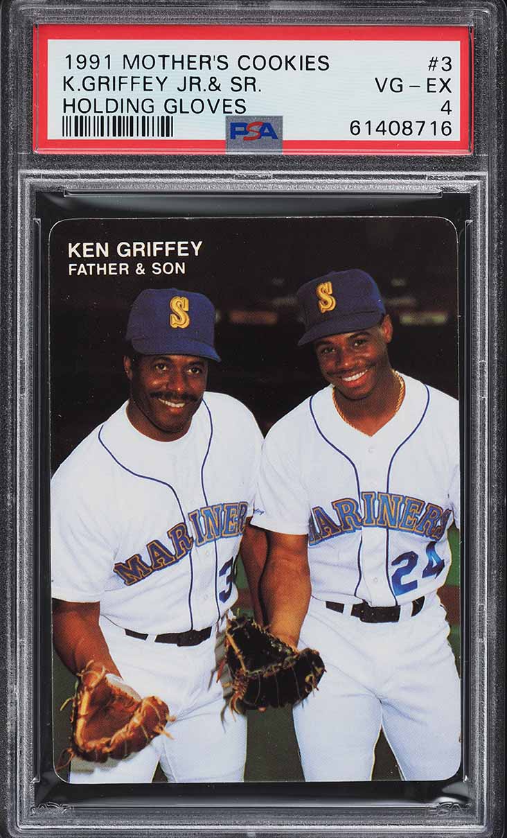 1991 Mother's Cookies Holding Gloves Ken Griffey Jr. & Sr. #3 PSA 4 VGEX