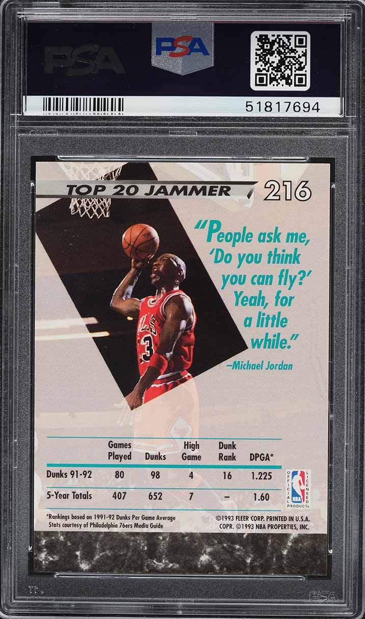 1992 Ultra Basketball Michael Jordan #216 PSA 10 GEM MINT