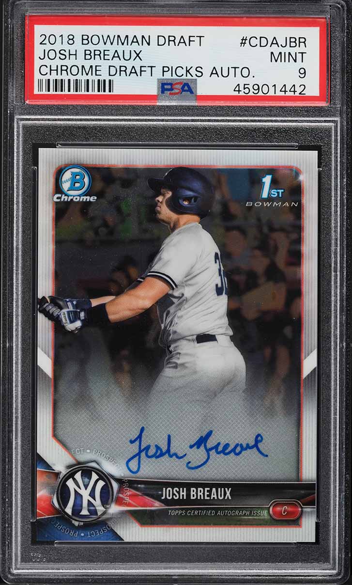 2018 Bowman Chrome Draft Josh Breaux ROOKIE AUTO #CDA-JBR PSA 9 MINT