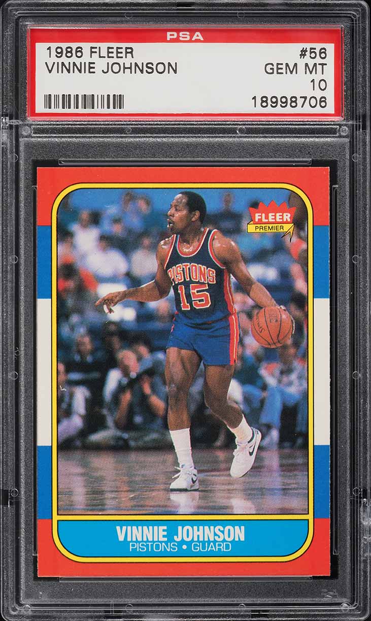 1986 Fleer Basketball Vinnie Johnson #56 PSA 10 GEM MINT