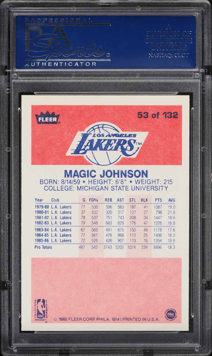 1986 Fleer Basketball Magic Johnson #53 PSA 10 GEM MINT