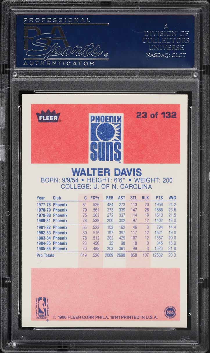 1986 Fleer Basketball Walter Davis #23 PSA 10 GEM MINT
