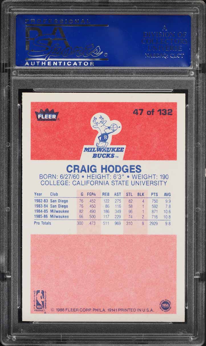 1986 Fleer Basketball Craig Hodges #47 PSA 10 GEM MINT