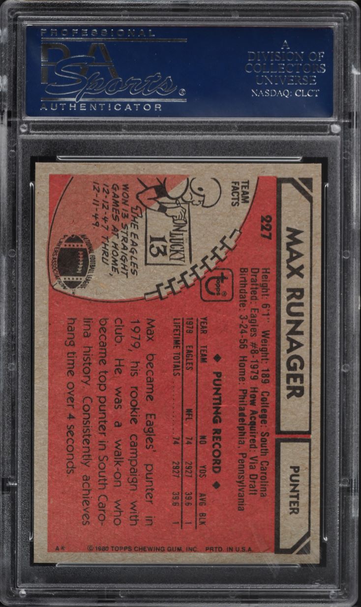 1980 Topps Football Max Runager #227 PSA 9 MINT