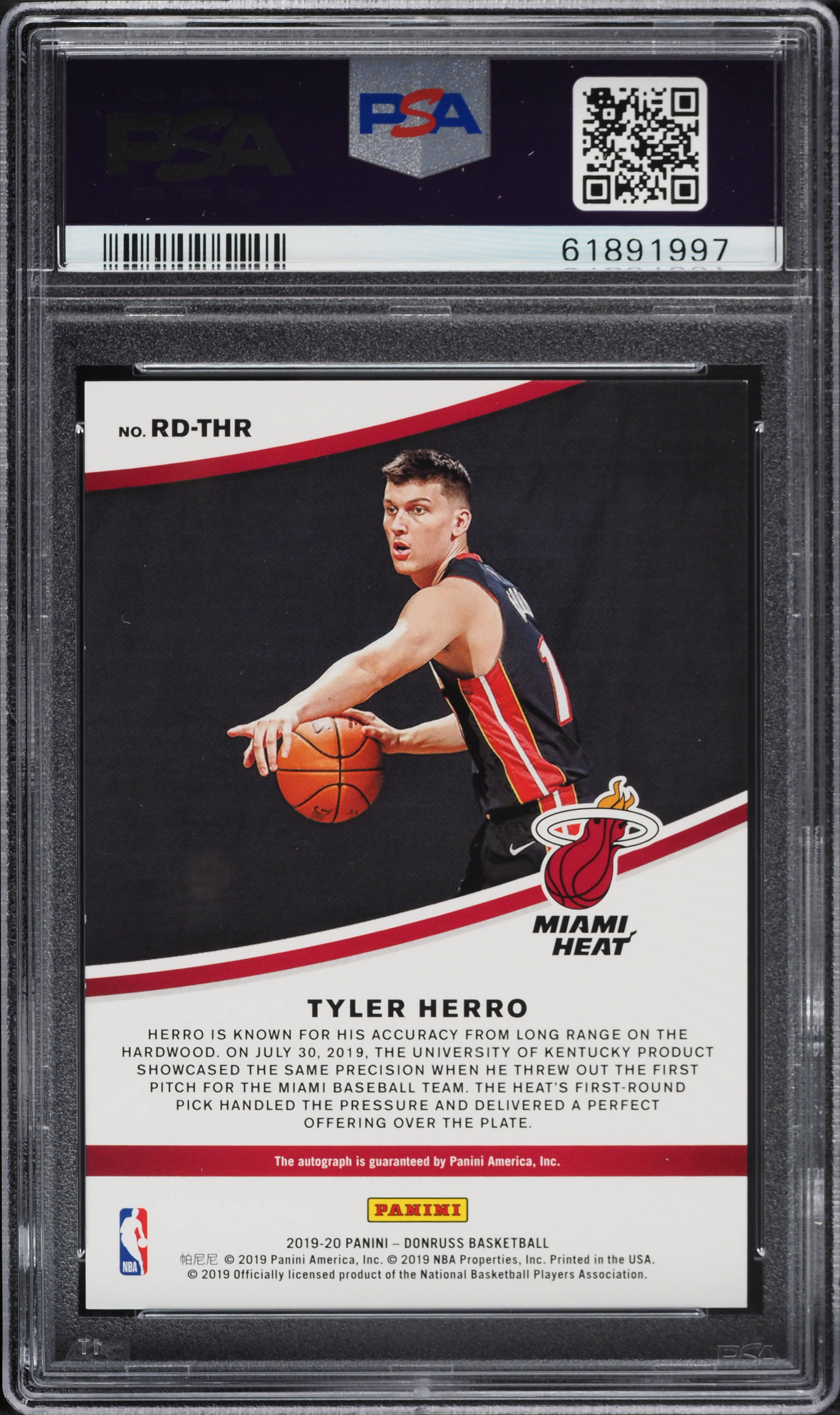 2019 Donruss Dominator Signatures Tyler Herro ROOKIE AUTO /99 #RD