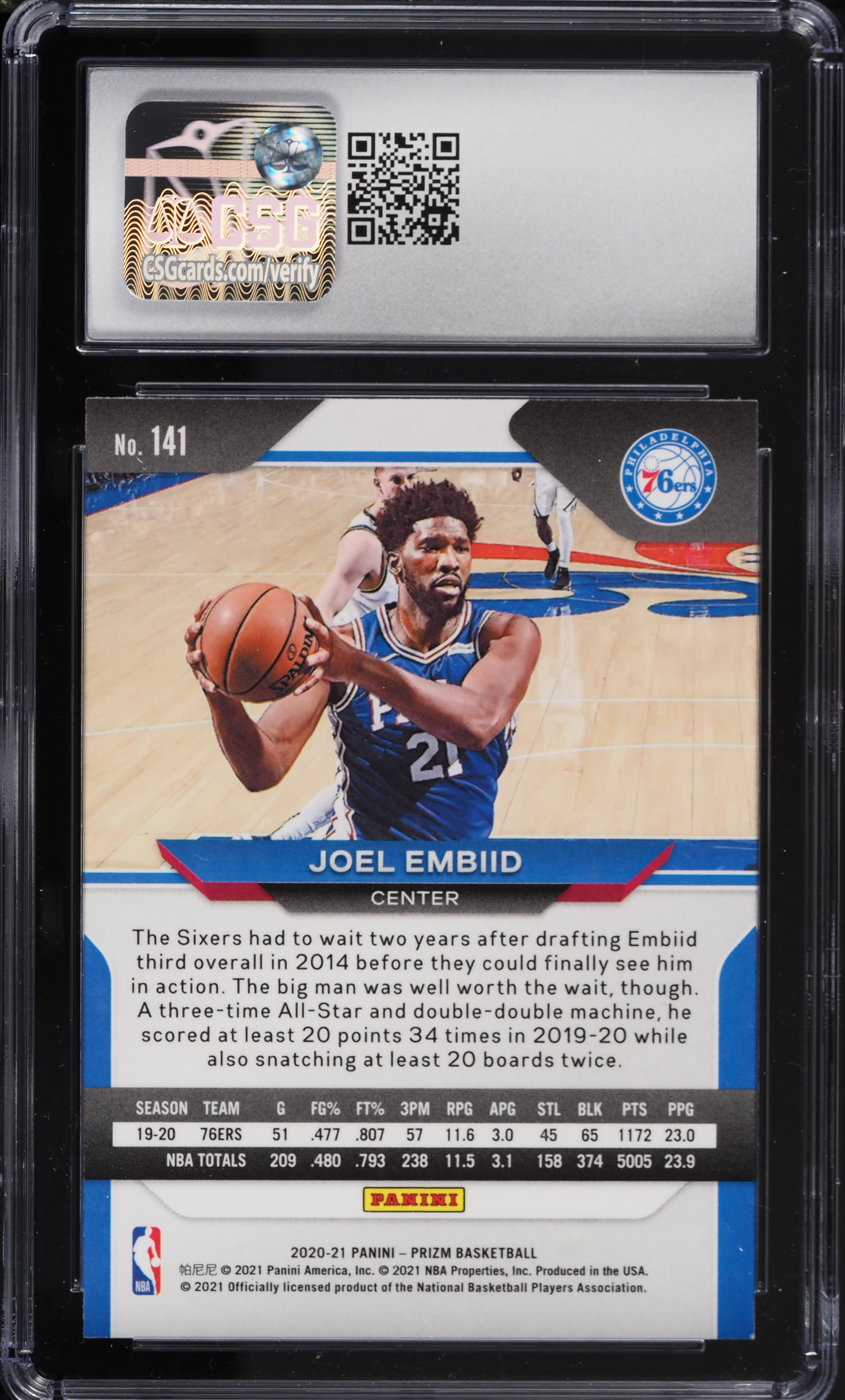2020 Panini Prizm Joel Embiid #141 CSG 9 MINT on Fanatics Collect
