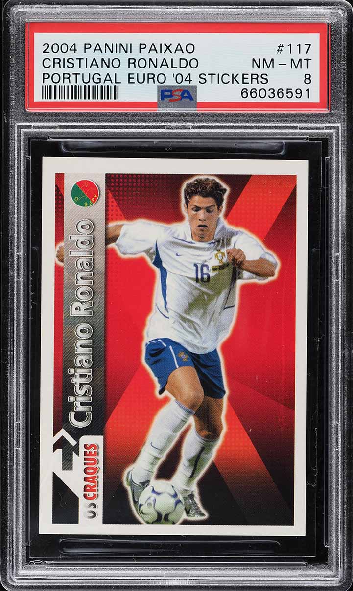 2004 Panini Paixao Portugal Euro '04 Stickers Cristiano Ronaldo #117 PSA 8 NM-MT