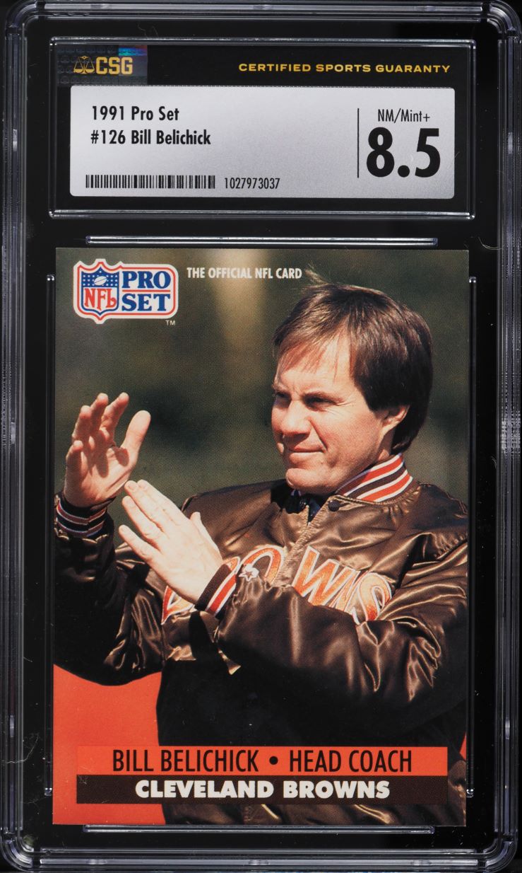 1991 Pro Set Football Bill Belichick ROOKIE #126 CSG 8.5 NM-MT+
