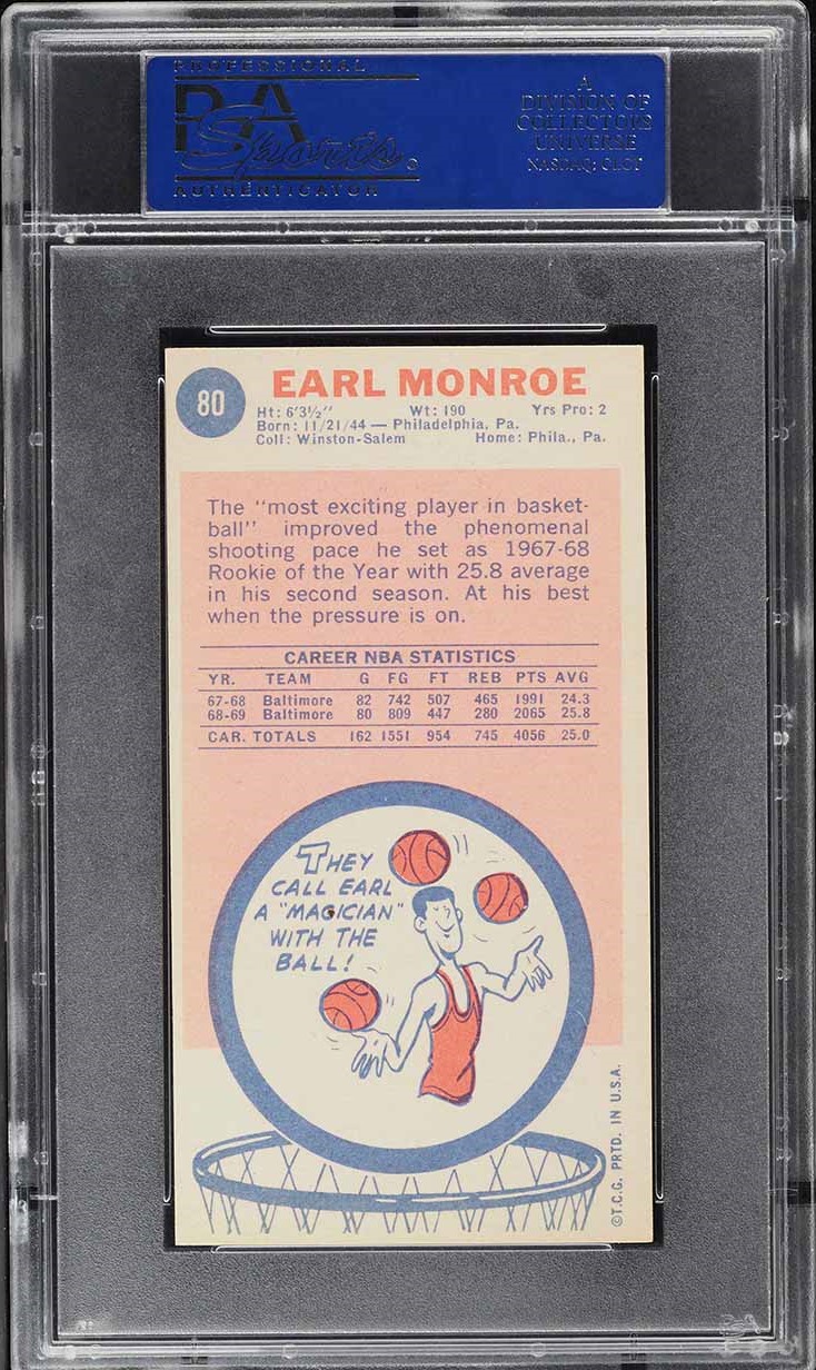 1969 Topps Basketball Earl Monroe ROOKIE #80 PSA 7 NRMT
