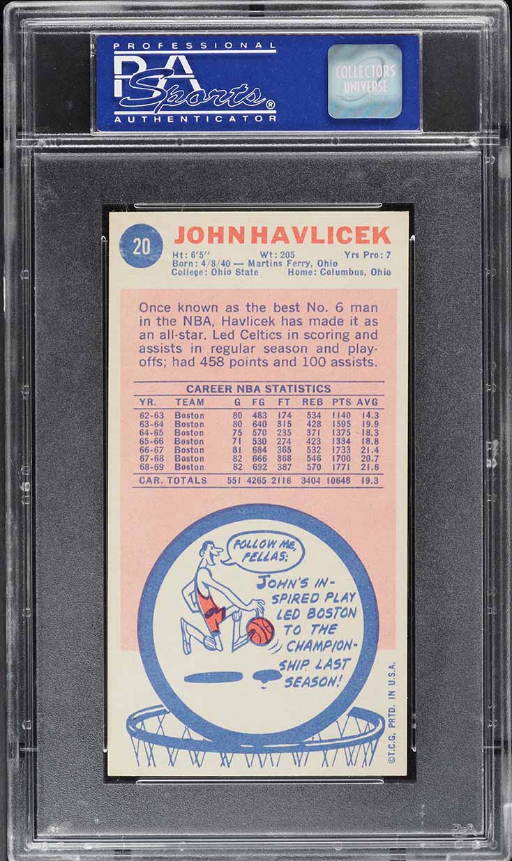 1969 Topps Basketball John Havlicek ROOKIE #20 PSA 7 NRMT