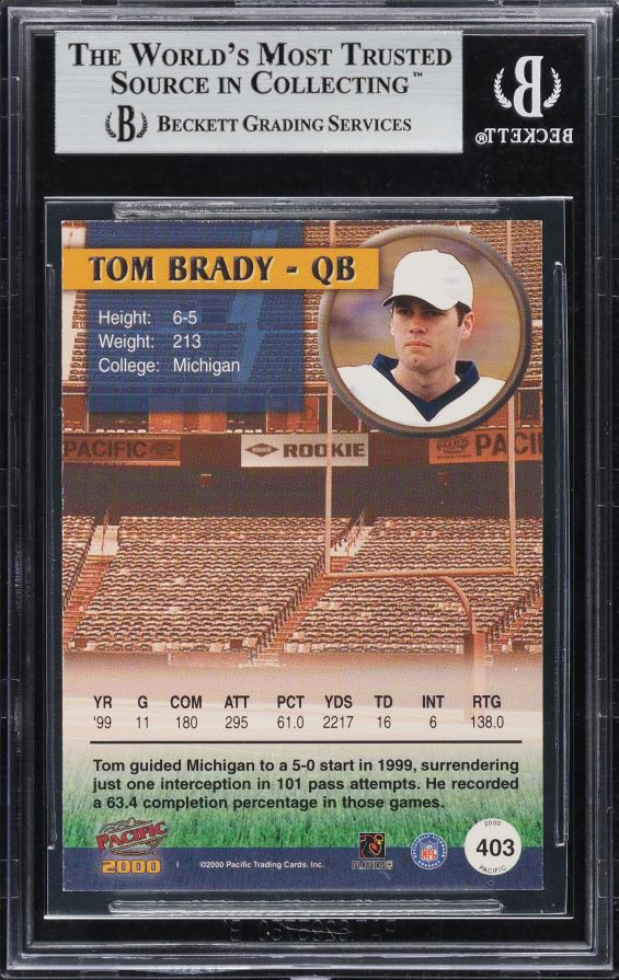 2000 Pacific Gold Tom Brady ROOKIE /199 #403 BGS 8.5 NM-MT+