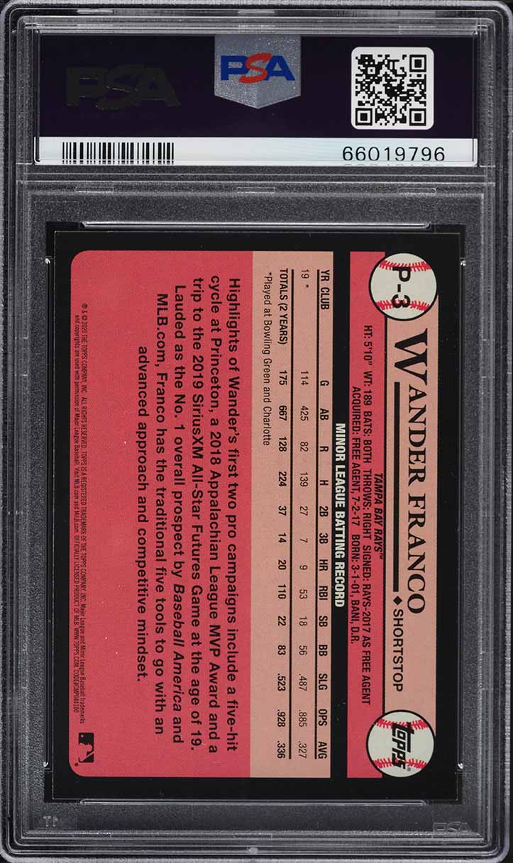 2020 Topps Update Prospects Wander Franco ROOKIE #P-3 PSA 8 NM-MT