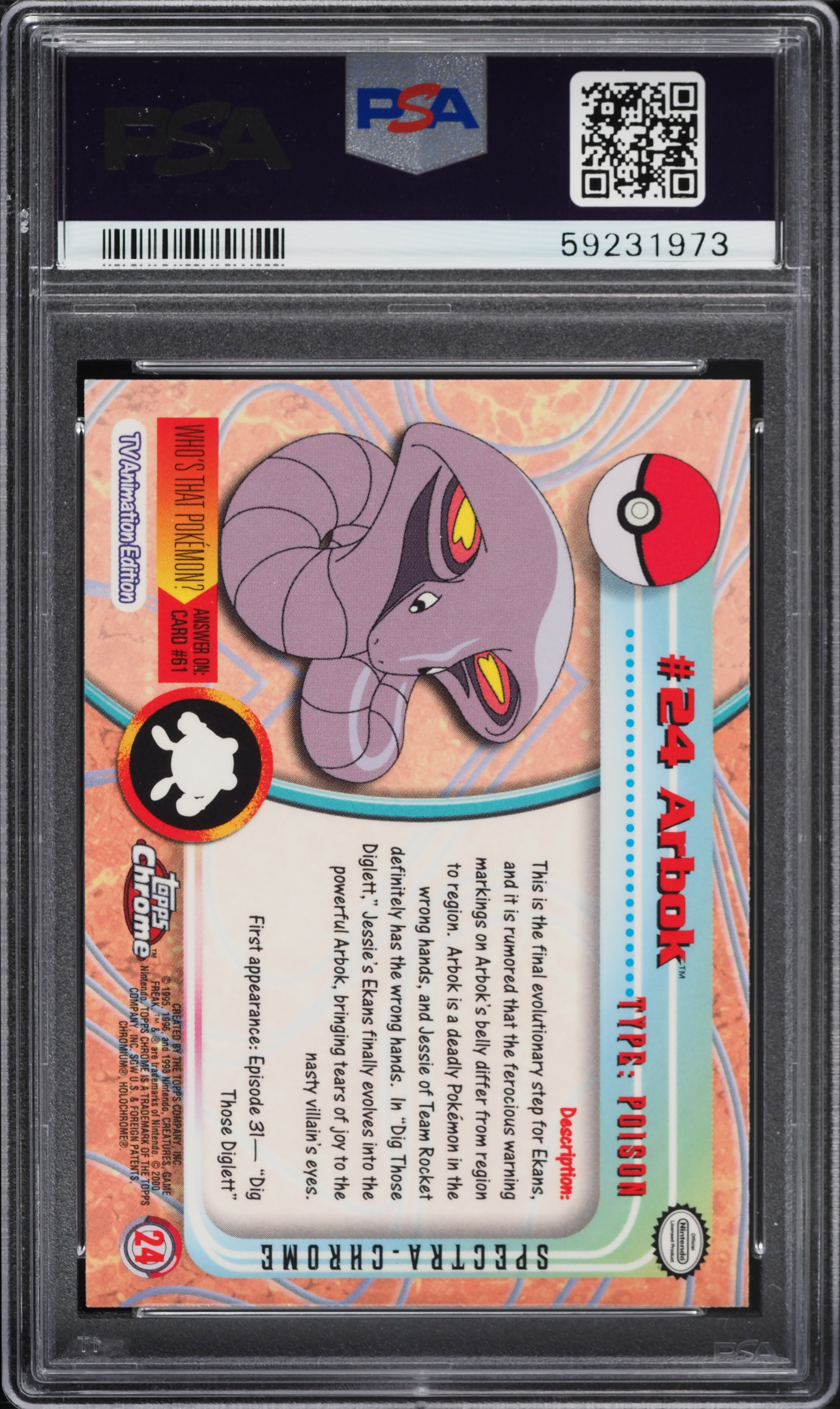 CGC7.5】アーボック 英語 topps chrome POKEMON TV Pokémon Chrome