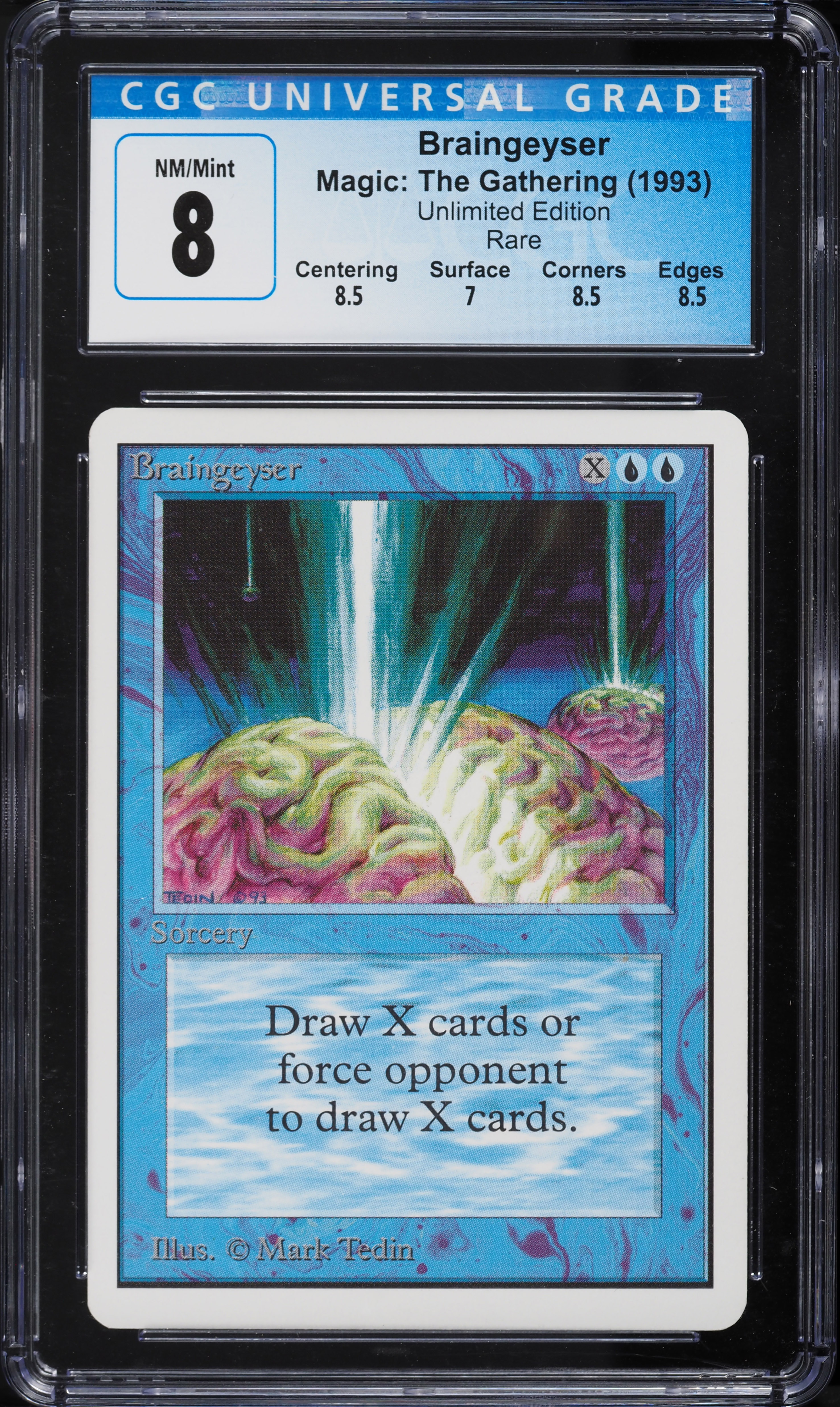 1993 Magic The Gathering MTG Unlimited Edition Braingeyser CGC 8