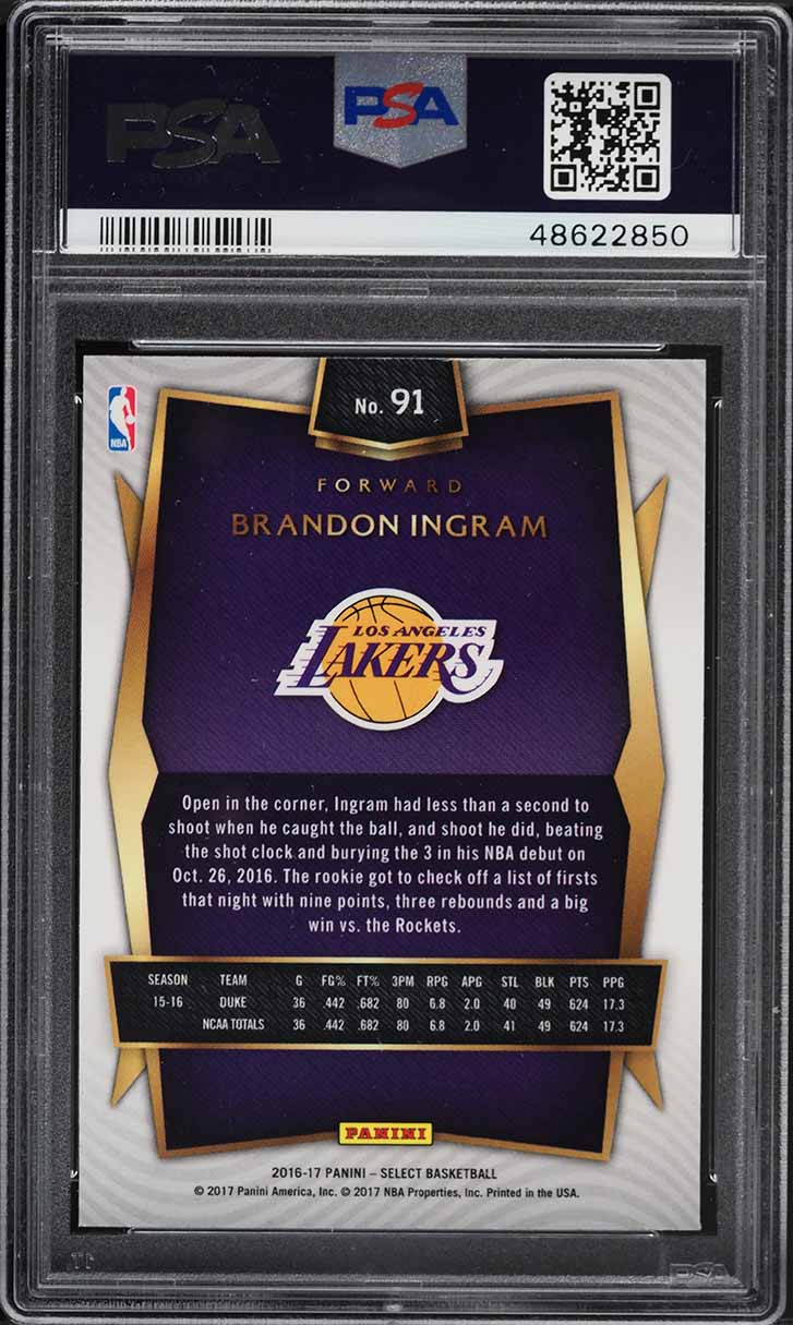 2016 Select Concourse Brandon Ingram ROOKIE #91 PSA 10 GEM MINT
