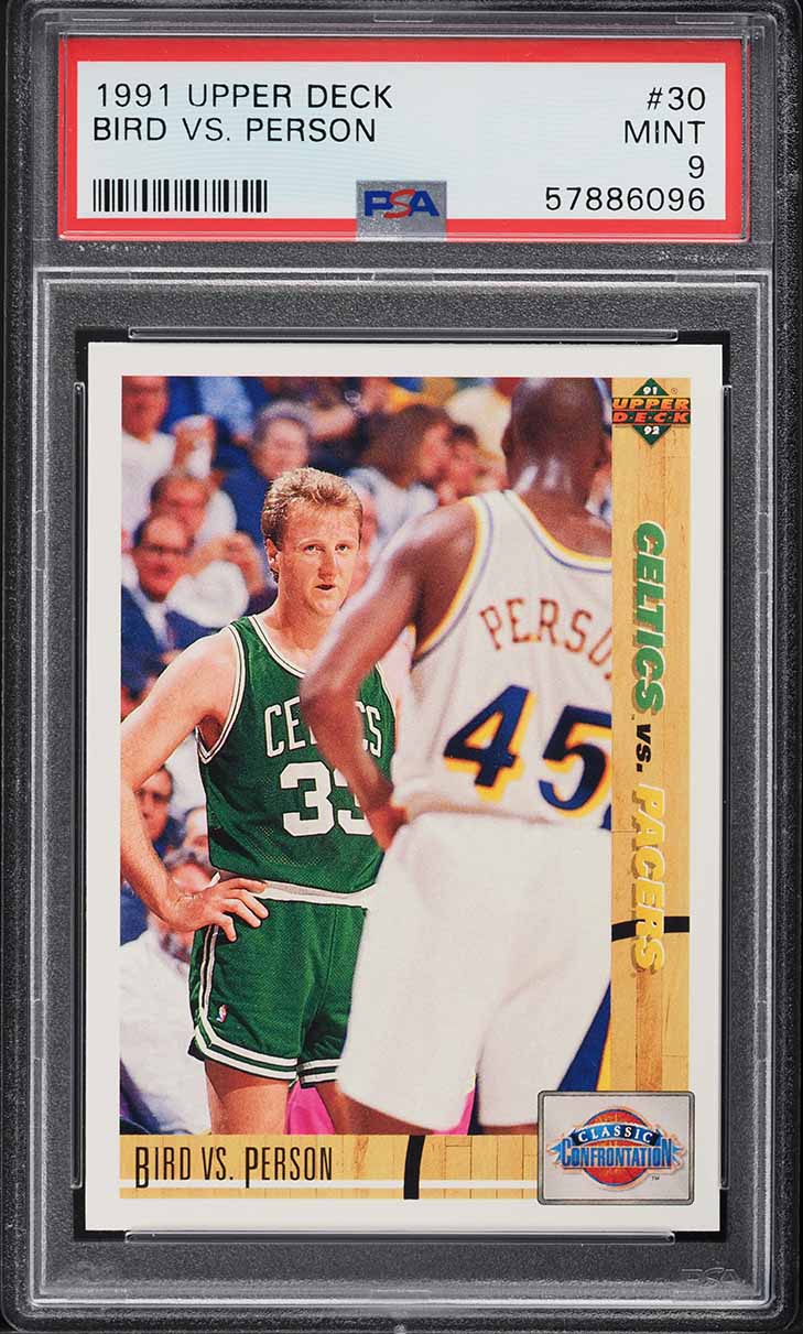 1991 Upper Deck Basketball Larry Bird Vs. Chuck Person #30 PSA 9 MINT