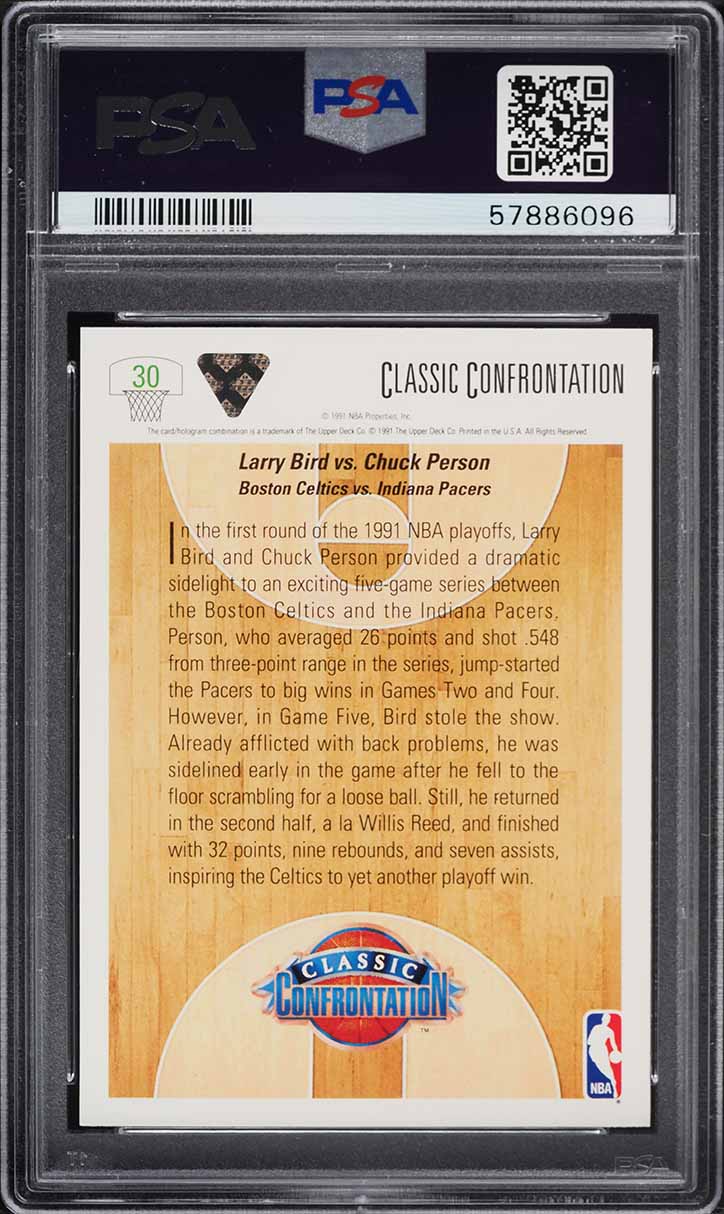 1991 Upper Deck Basketball Larry Bird Vs. Chuck Person #30 PSA 9 MINT