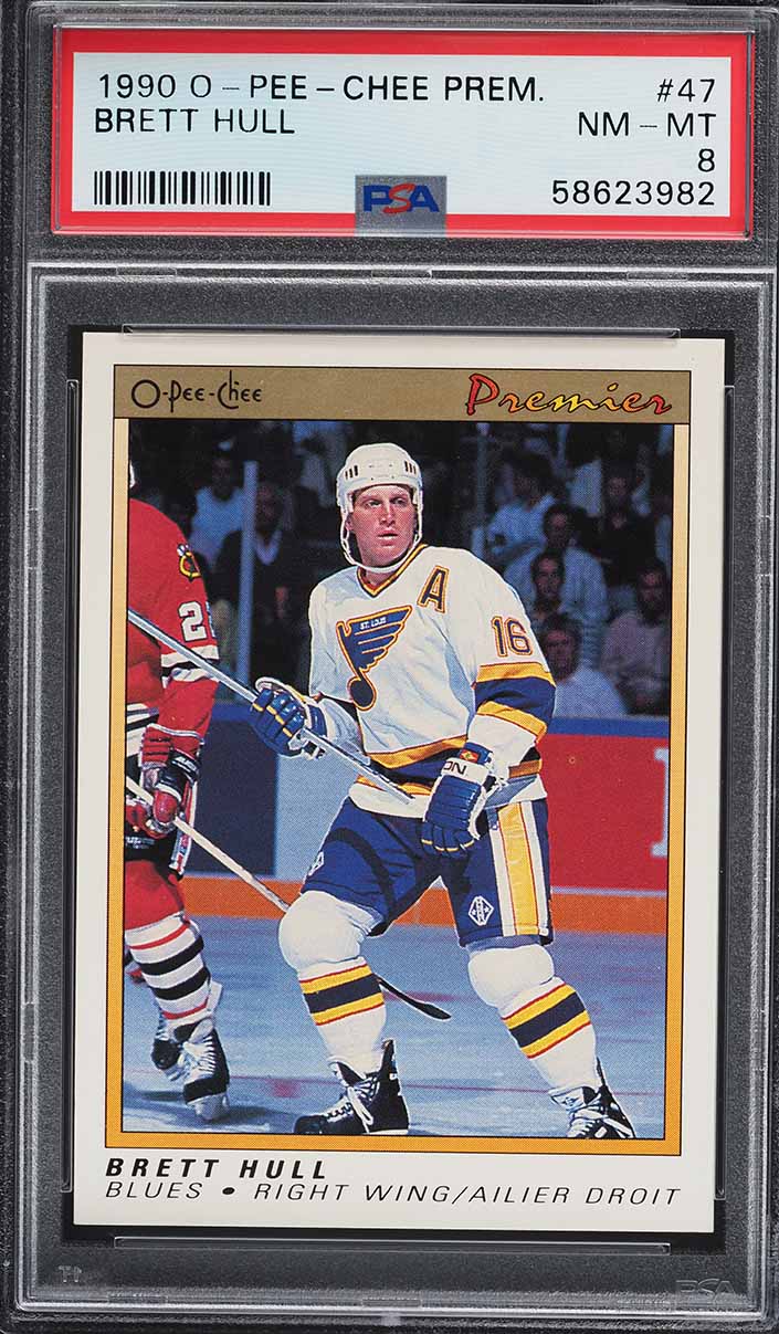 1990 O-Pee-Chee Premier Brett Hull #47 PSA 8 NM-MT