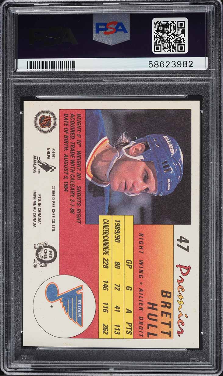 1990 O-Pee-Chee Premier Brett Hull #47 PSA 8 NM-MT