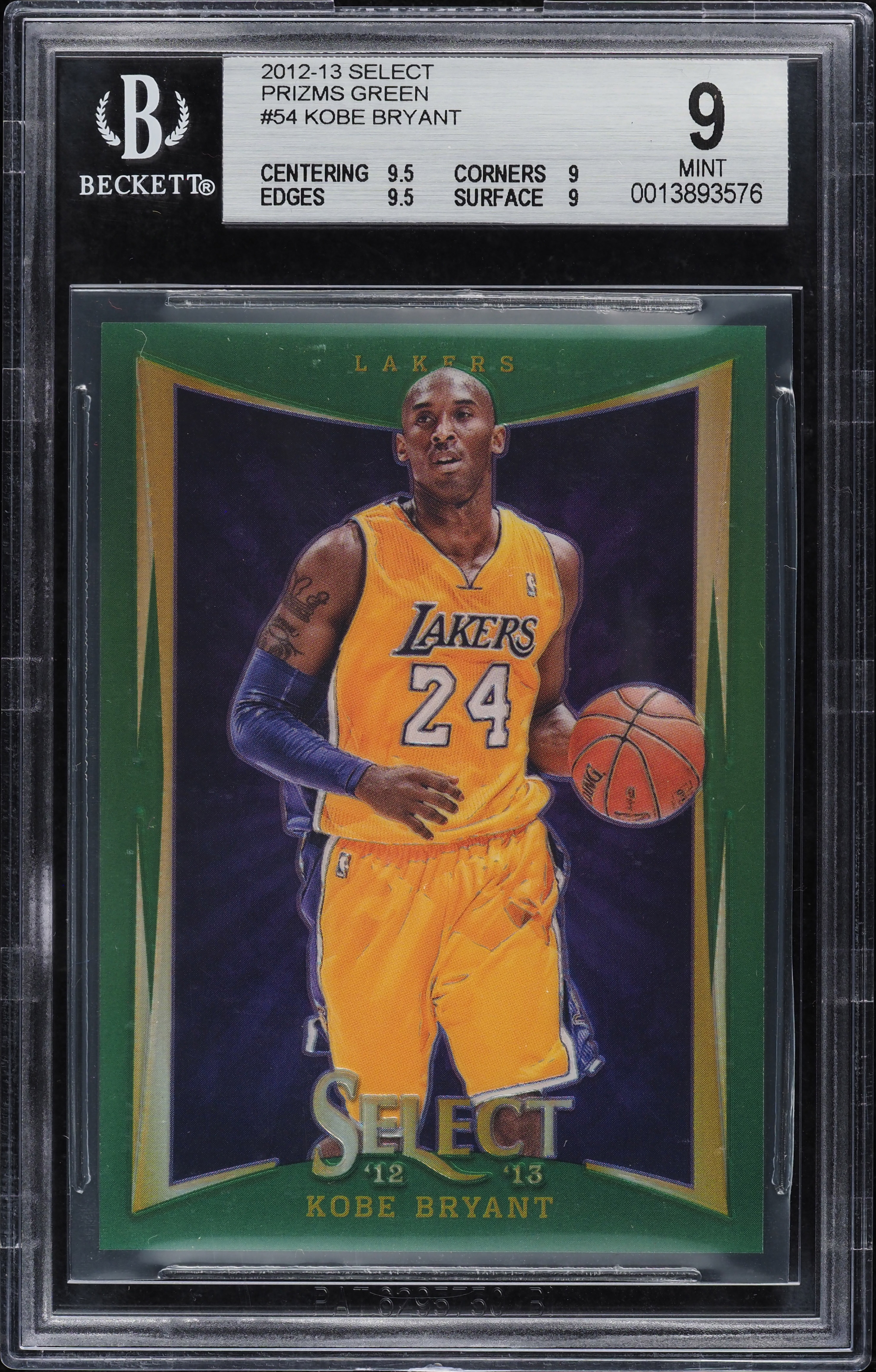 2012 Select Green Prizm Kobe Bryant /10 #54 BGS 9 MINT on Fanatics