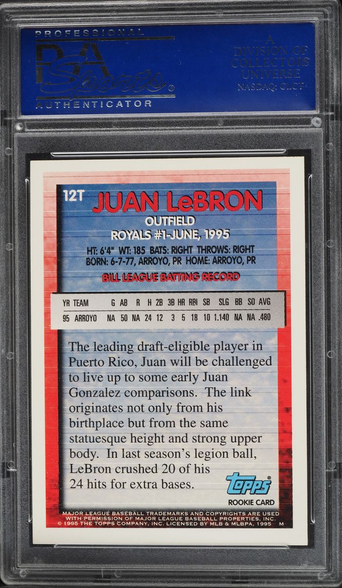 1995 Topps Traded Juan LeBron ROOKIE #12T PSA 8 NM-MT