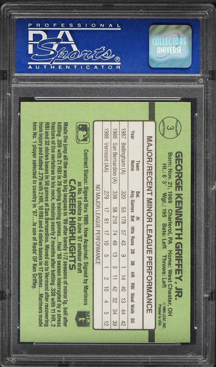 1989 Donruss The Rookies Ken Griffey Jr. ROOKIE #3 PSA 9 MINT