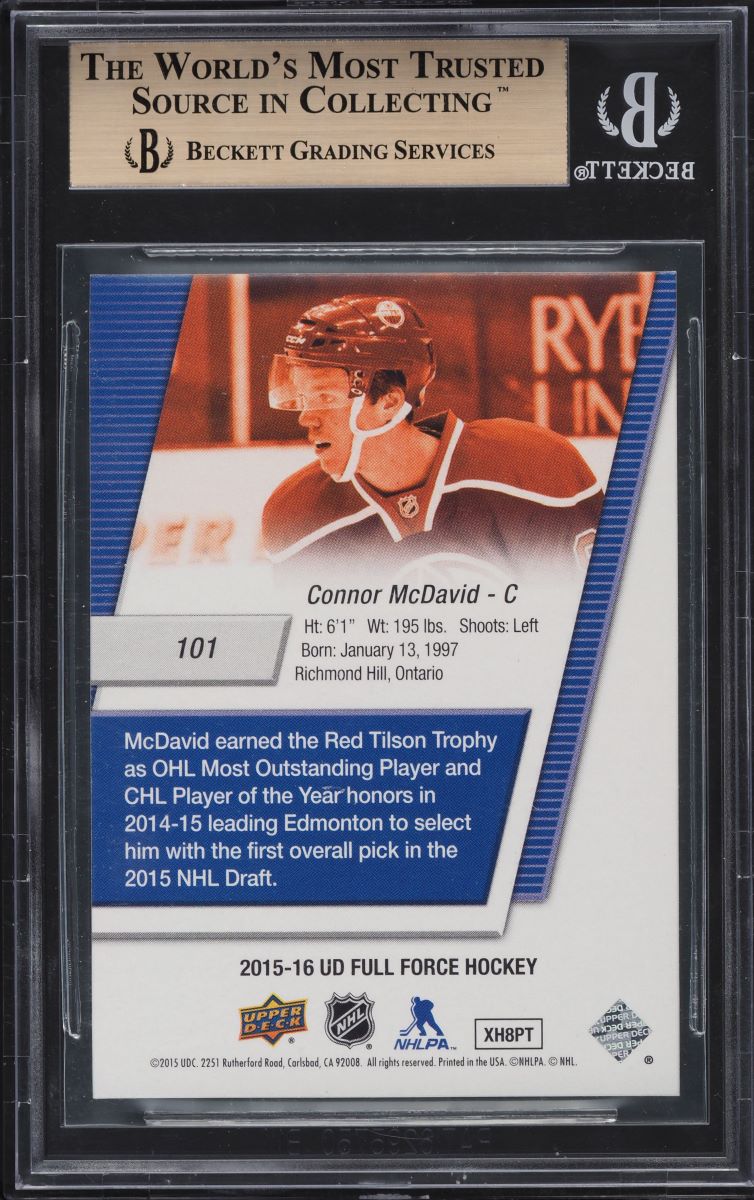 2015 Upper Deck Full Force Connor McDavid ROOKIE #101 BGS 9.5 GEM MINT