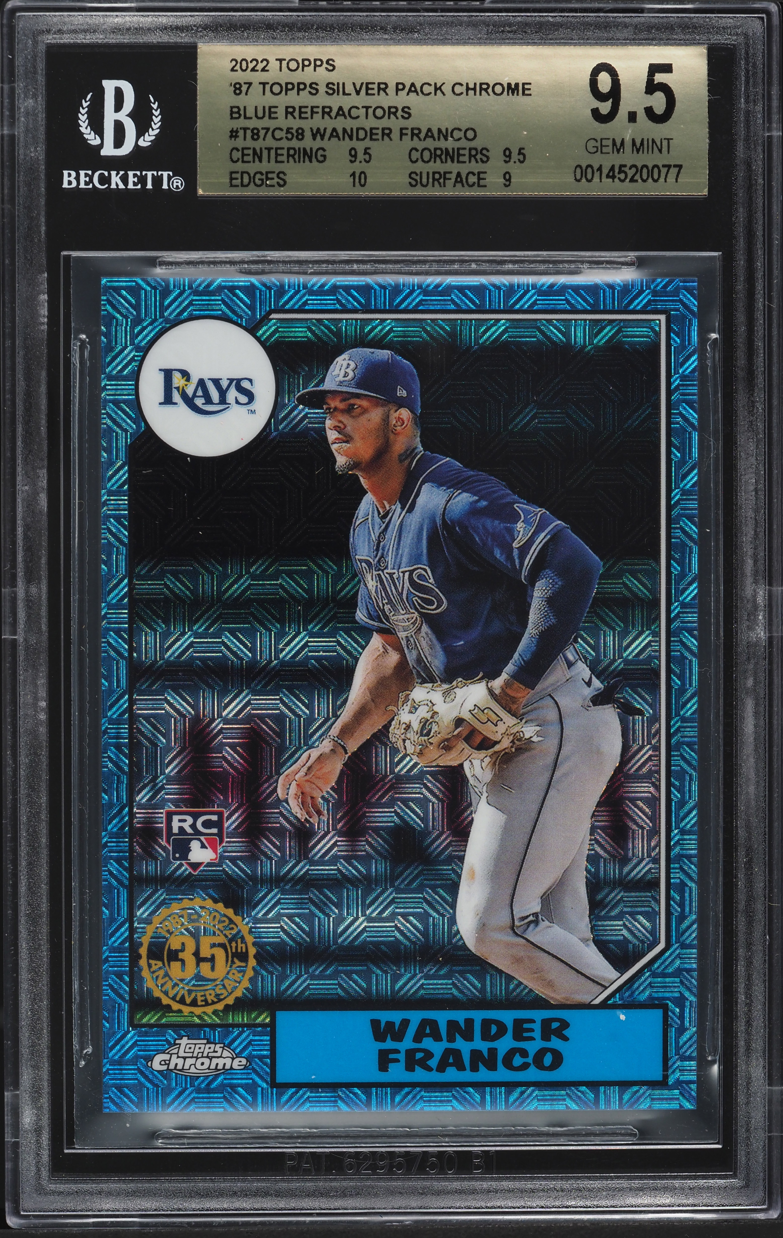2022 Topps '87 Chrome Blue Refractor Wander Franco ROOKIE /150 BGS