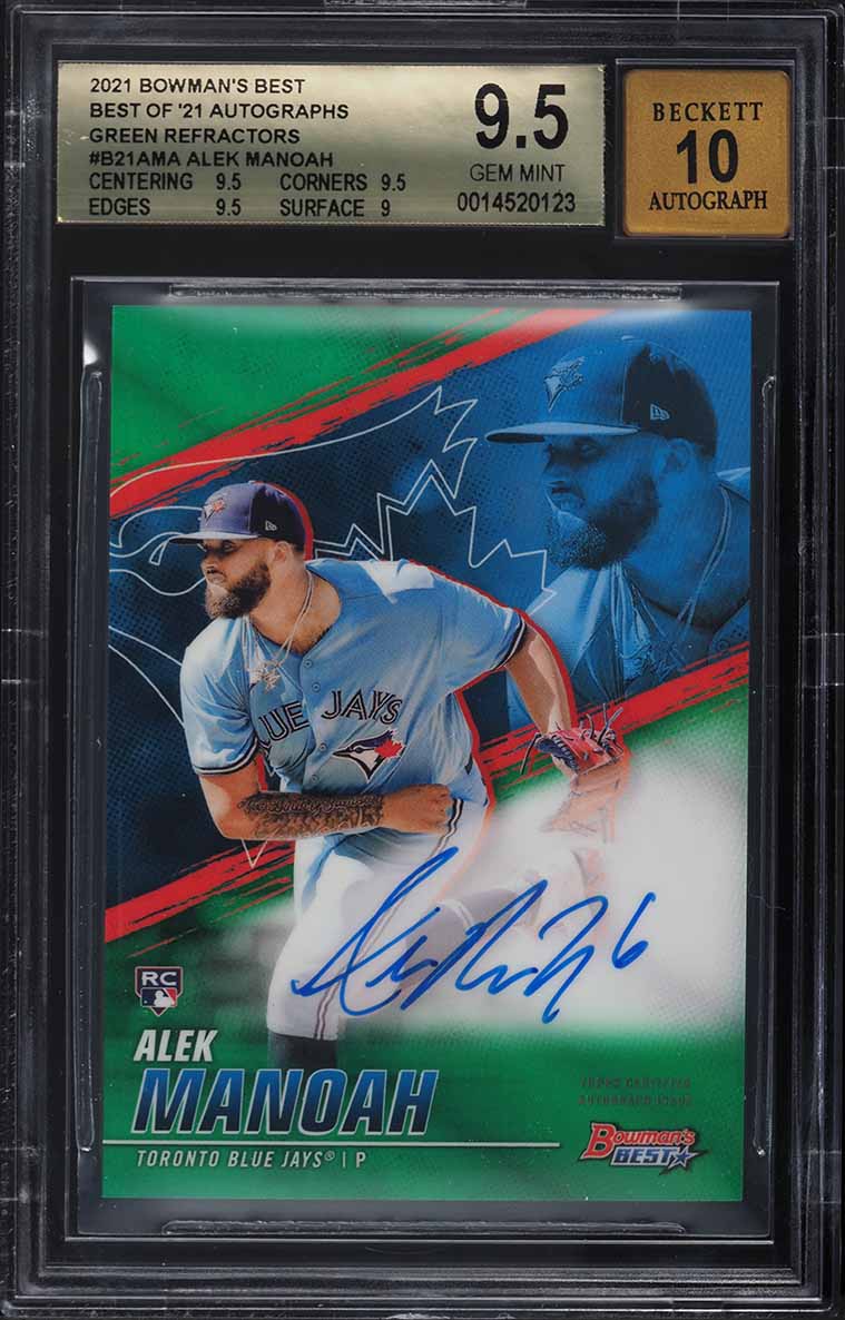 2021 Bowman's Best Of '21 Green Refractor Alek Manoah RC AUTO /99 BGS 9.5 GEM