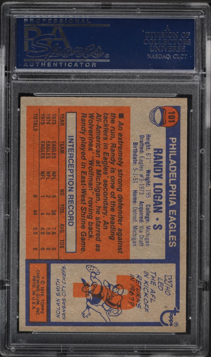 1976 Topps Football Randy Logan #101 PSA 10 GEM MINT