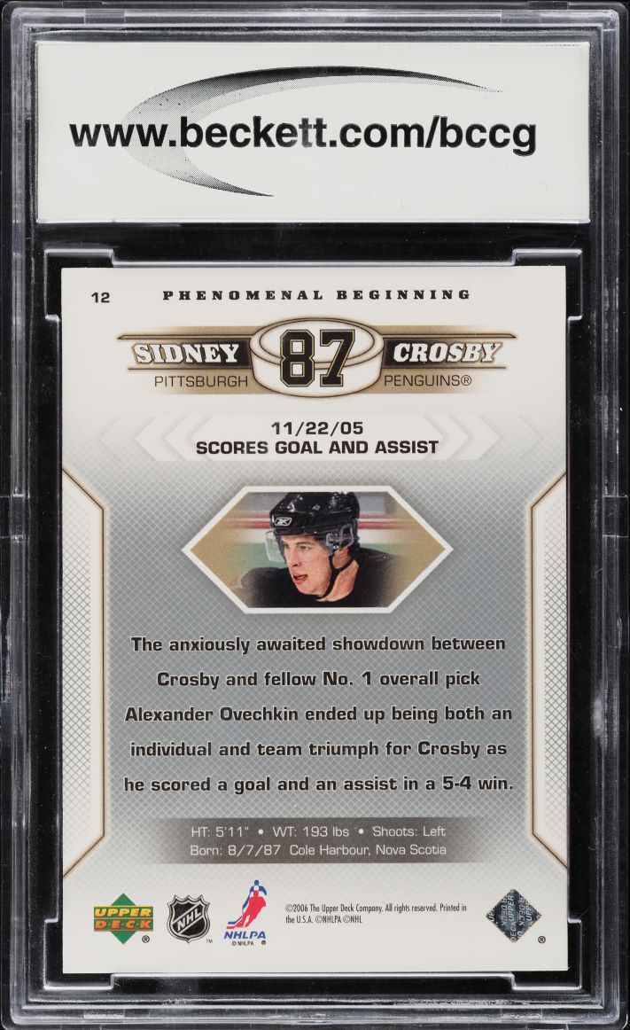 2005 Upper Deck Phenomenal Beginnings Sidney Crosby #12 BCCG 10