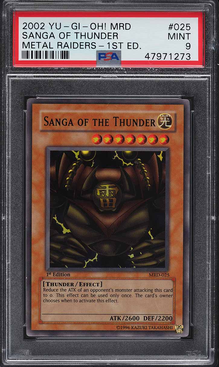 YuGiOh Metal Raiders Super Rare Sanga of the Thunder MRD-025 [PSA 8]