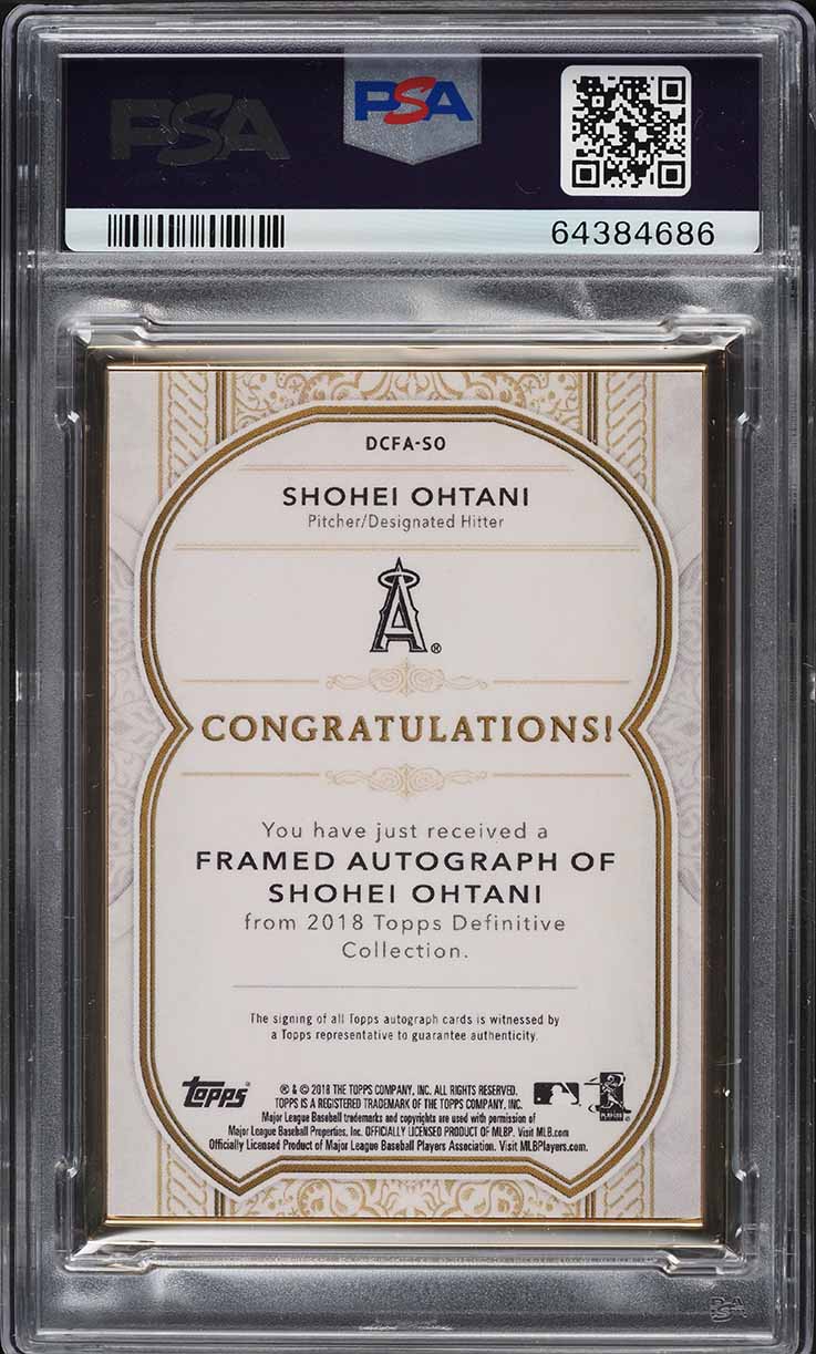 2018 Topps Definitive Framed Shohei Ohtani ROOKIE AUTO /30 #DCAF-SO PSA 8 NM-MT