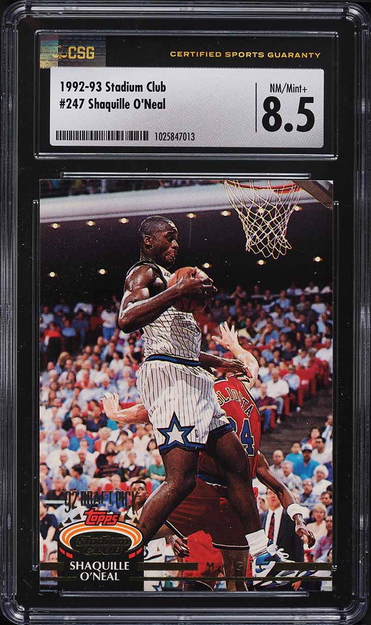 1992 Stadium Club Basketball Shaquille O'Neal ROOKIE #247 CSG 8.5 NM-MT+