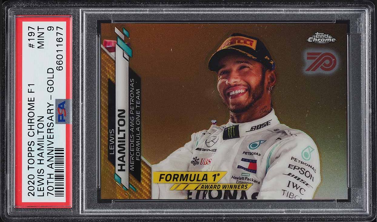 2020 Topps Chrome Formula 1 70th Anniversary Gold Lewis Hamilton #197 PSA 9 MINT