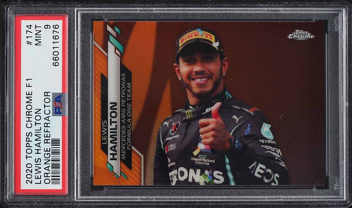 2020 Topps Chrome Formula 1 Orange Refractor Lewis Hamilton /25 #174 PSA 9 MINT