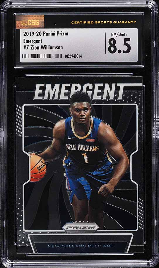 2019 Panini Prizm Emergent Zion Williamson ROOKIE #7 CSG 8.5 NM-MT+