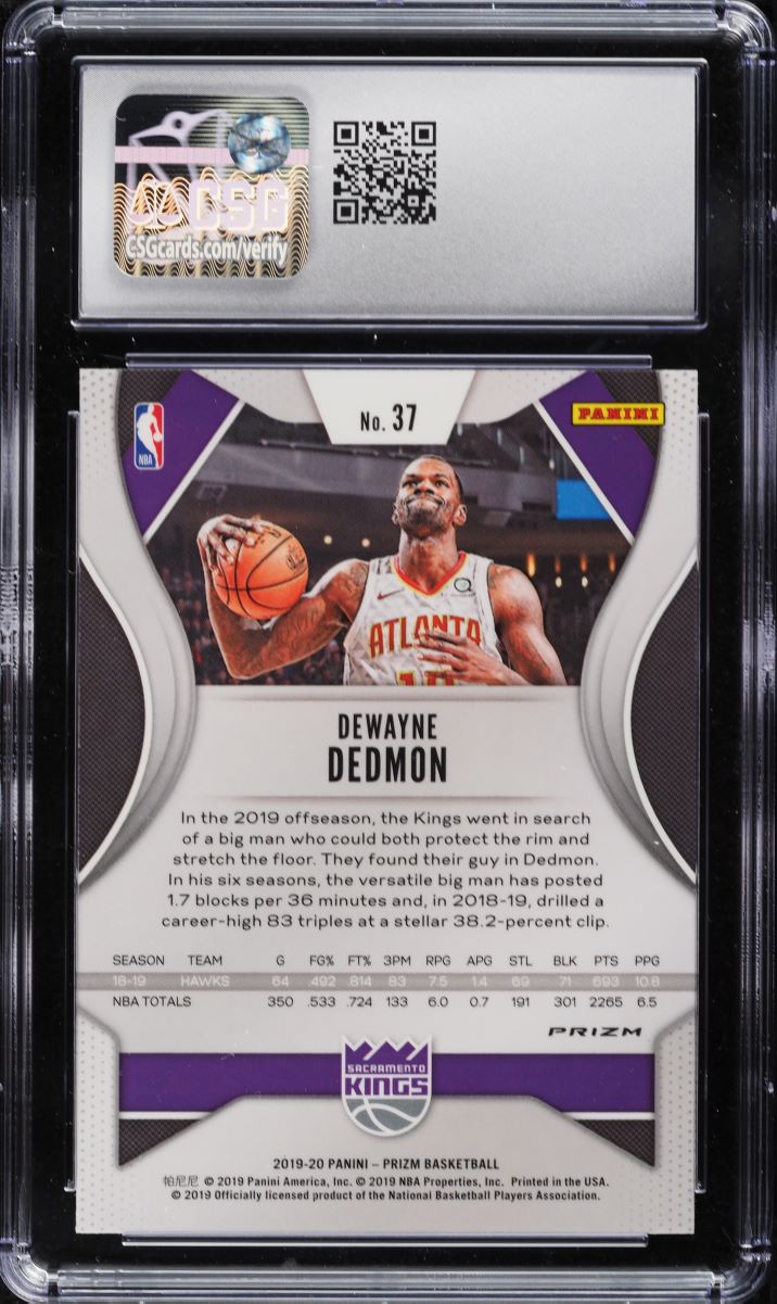 2019 Panini Prizm Silver Dewayne Dedmon #37 CSG 9 MINT