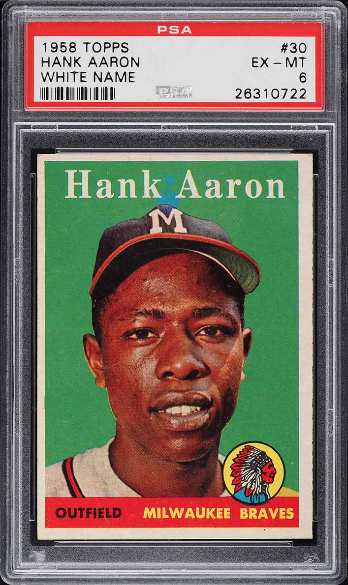 1958 Topps Hank Aaron WHITE NAME #30 PSA 6 EXMT