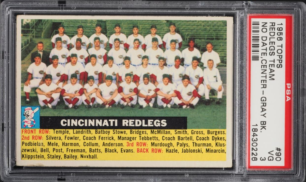 1956 Topps Redlegs Team NO DATE #90 PSA 3 VG