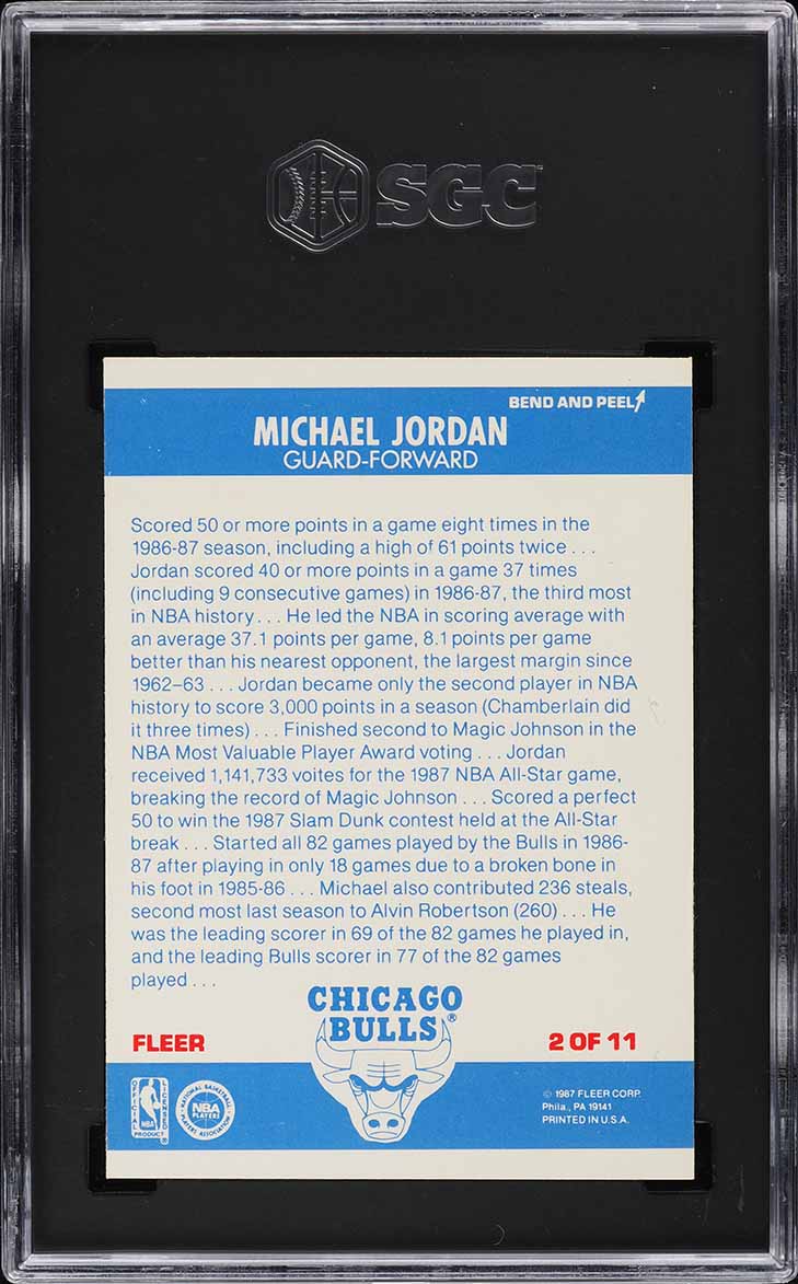1987 Fleer Sticker Michael Jordan #2 SGC 6 EXMT