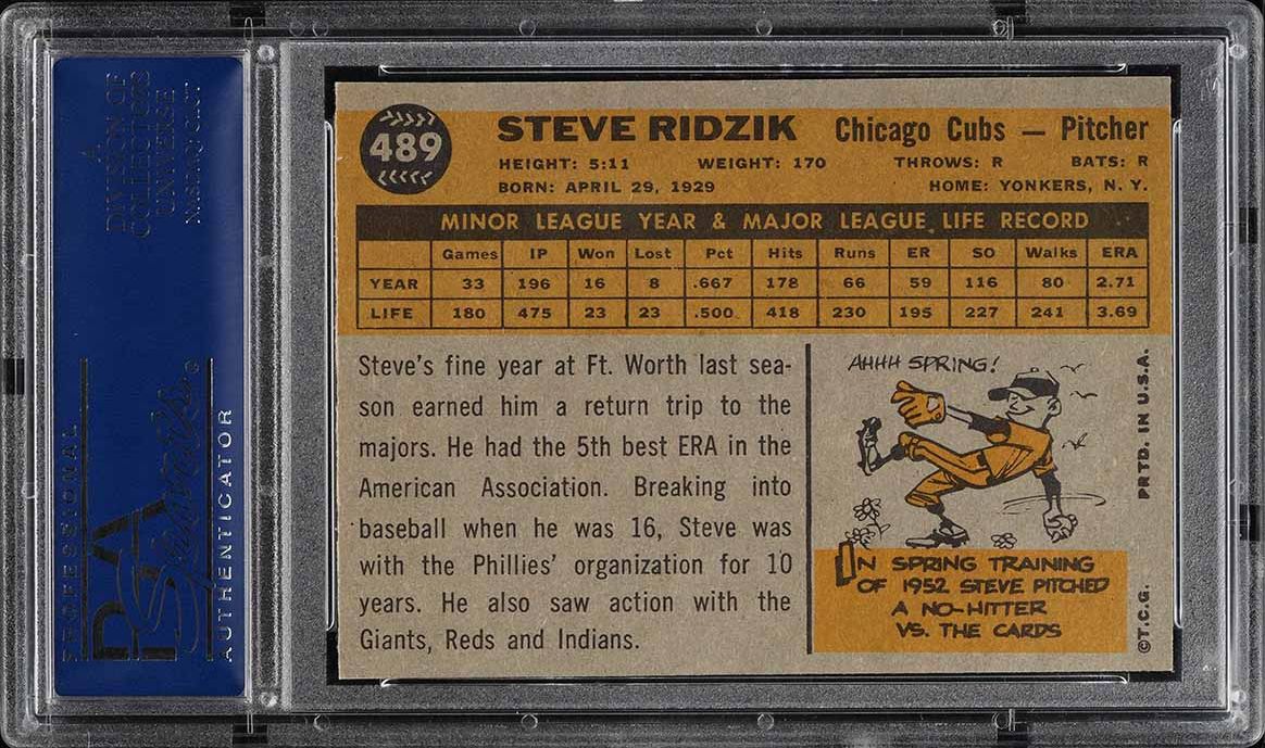 1960 Topps Steve Ridzik #489 PSA 8 NM-MT