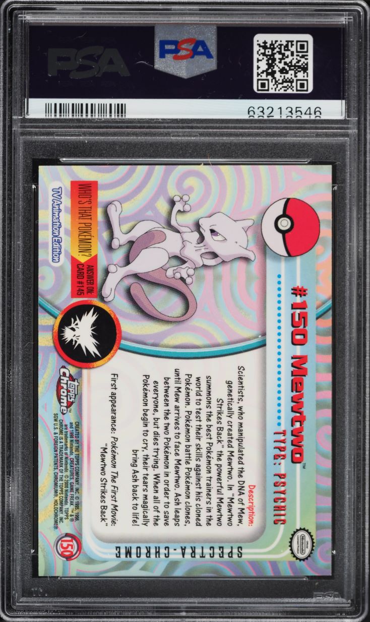 2000 Topps Chrome Pokemon Series 2 Spectra Mewtwo #150 PSA 10 GEM MINT