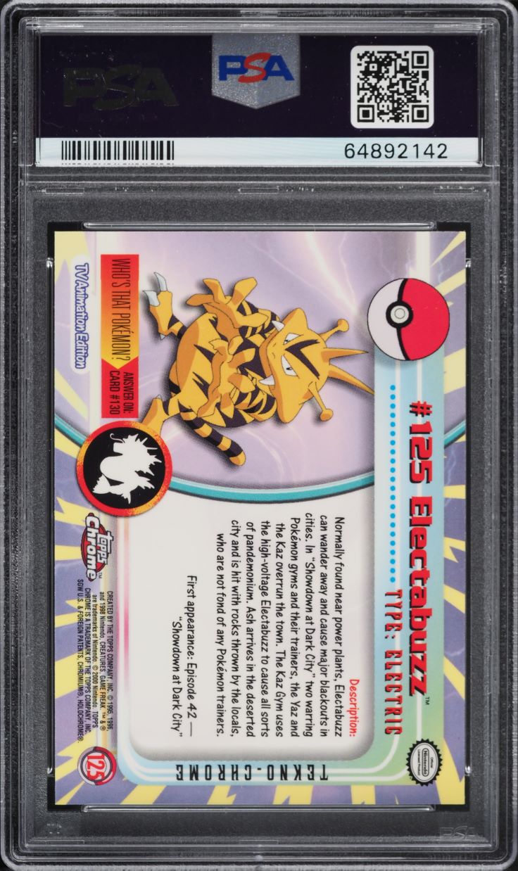 2000 Topps Chrome Pokemon Series 2 Tekno Electabuzz #125 PSA 10 GEM MINT
