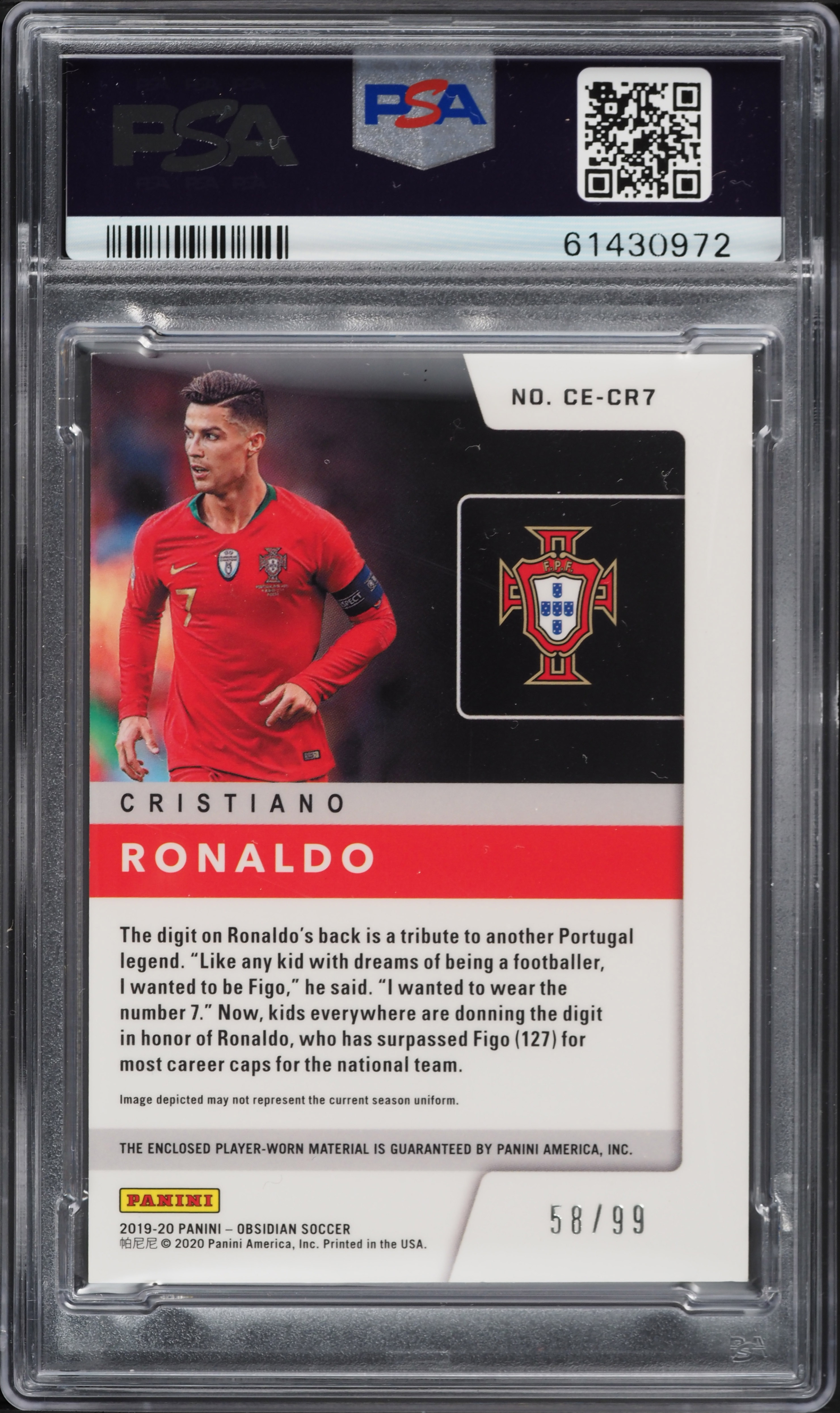 2019 Panini Obsidian Cutting Edge Relics Cristiano Ronaldo PATCH
