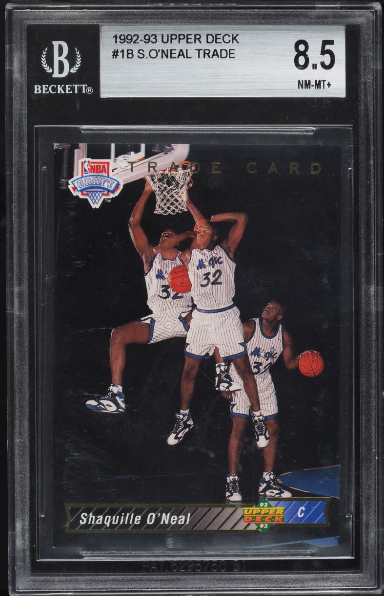1992 Upper Deck Trade Card Shaquille O'Neal ROOKIE #1b BGS 8.5 NM-MT+