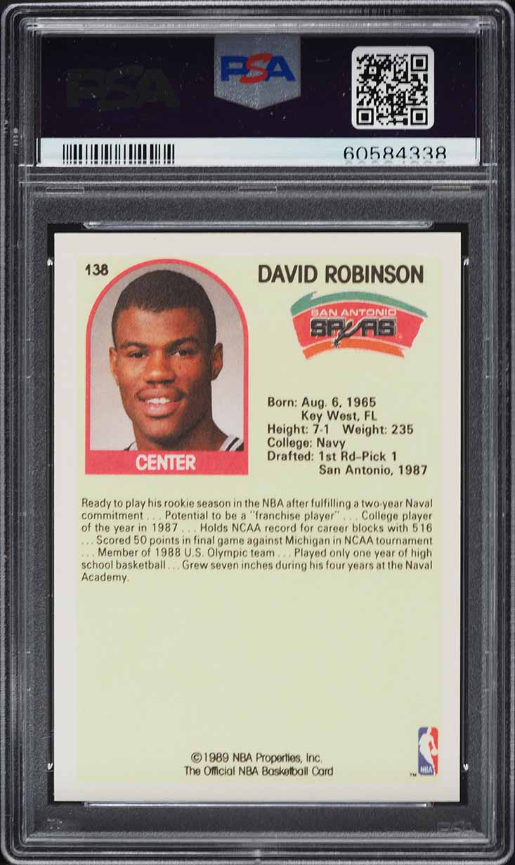 1989 Hoops David Robinson ROOKIE #138 PSA 9 MINT