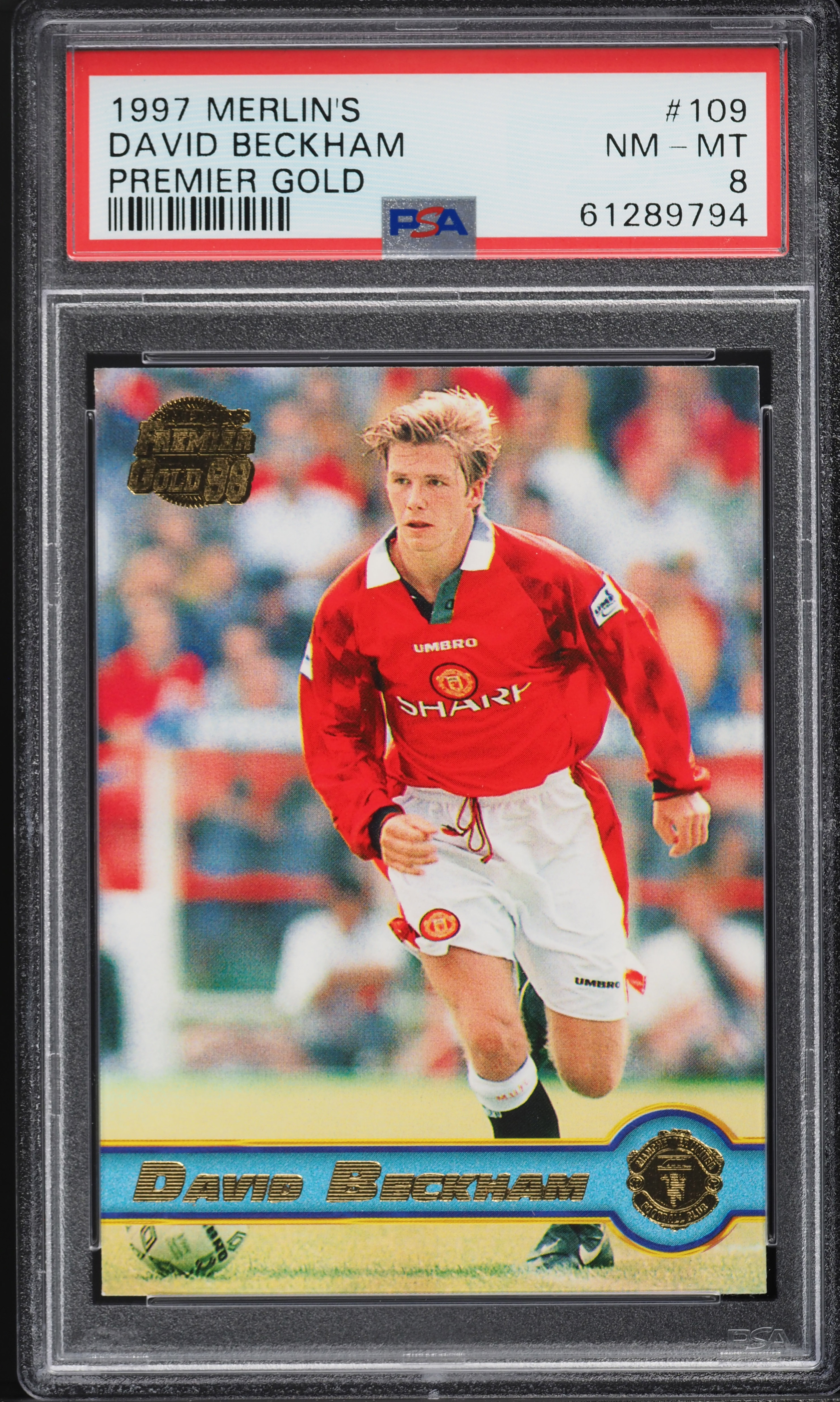 1997 Merlin's Premier Gold David Beckham #109 PSA 8 NM-MT on