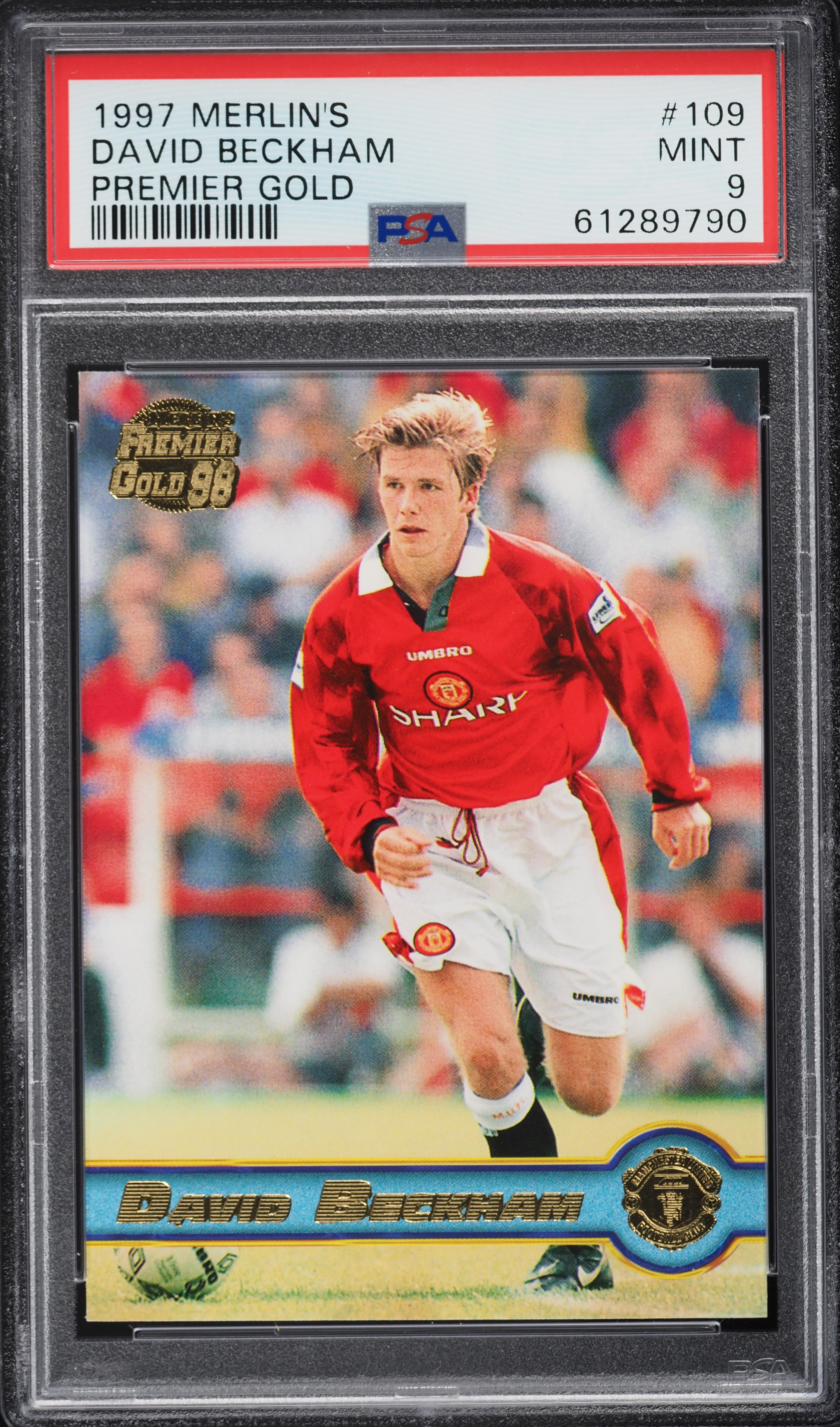 1997 Merlin's Premier Gold 98 David Beckham #109 PSA 9 MINT on
